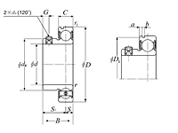 Bearing Insert w/ Set Screw, Narrow Inner Ring - Cylindrical O.D., Snap Ring Groove - Dimensions