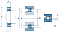 Single Angular Contact Ball Bearing, High Precision - Dimensions