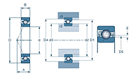 High Speed Single Angular Contact Ball Bearing, High Precision - Dimensions