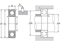 Single Row Radial Ball Bearing - Double Sealed (Non-Contact Rubber Seal), Snap Ring Groove - Dimensions