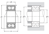 Double Row Angular Contact Ball Bearing - Double Sealed (Contact Rubber Seal) - Dimensions