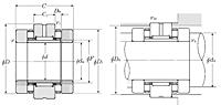 Needle Roller Bearing with Double-Direction Thrust Needle Roller Bearing - ARN Type - Dimensions