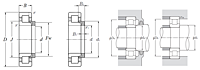 Cylindrical Roller Bearing w/ One Lip Inner Ring w/ Outer Ring & Roller Assembly, Separate Thrust Collar- NH Series - Dimensions