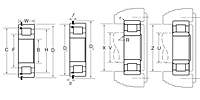 Non-Separable Type Bearing - Inner Ring w/ Two Ribs, Outer Ring w/ One Rib, Retaining Ring, Snap Ring - Dimensions