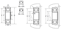 Separable Outer Ring Type Bearing - Inner Ring w/ Two Ribs, Plain Outer Ring, Dowel Hole - Dimensions