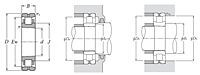 Cylindrical Roller Bearing w/ Tapered Bore - Inner Ring w/ Two Ribs, Plain Outer Ring, Oil Hole - Dimensions