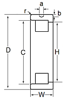 Outer Ring w/ One Rib & Dowel Hole, No Rollers - Dimensions