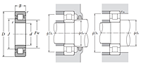 Cylindrical Roller Bearing - Separable Inner Ring w/ One Rib, Outer Ring w/ Two Ribs - NJ Type - Dimensions