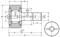 Cam Follower Stud Type Track Roller Bearing - Cylindrical O.D., KR..LL Type - Dimensions