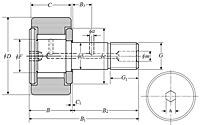 Cam Follower Stud Type Track Roller Bearing - Cylindrical O.D., KRV..H Type - Dimensions