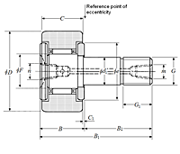 Cam Follower Stud Type Track Roller Bearing - Cylindrical O.D., KRU Type - Dimensions