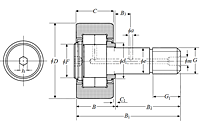 Cam Follower Stud Type Track Roller Bearing - Cylindrical O.D., NUKR..H Type - Dimensions