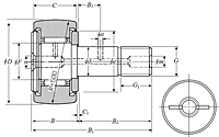 Cam Follower Stud Type Track Roller Bearing - Spherical O.D., CR..LL Type - Dimensions