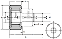 Cam Follower Stud Type Track Roller Bearing - Cylindrical O.D., CRV..LL Type - Dimensions