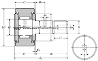 Cam Follower Stud Type Track Roller Bearing - Cylindrical O.D., CR..LLH Type - Dimensions