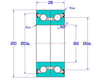 Duplex Pair Ball Screw Support Bearings with Contact Seals in Back-to-Back Arrangement (DB-2LR)