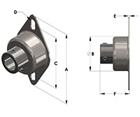 Ball Bearing, Pressed Steel Housing, Self-Aligning, Heavy Gauge Type F2PH-BL - Series