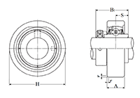 Cartridge Unit, Cast Housing, Eccentric Locking Collar, UELC Type - Dimensions