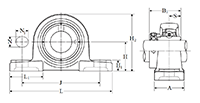 Pillow Block Unit, Cast Housing, Eccentric Locking Collar, UELP/UELPL Type - Dimensions