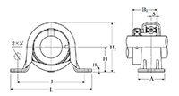 Pillow Block Unit, Eccentric Locking Collar, Pressed Steel Housing, AELPP Type - Dimensions