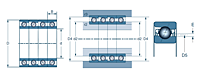 Quadruple Row Angular Contact Ball Bearing, Machline, Q18 Type - Dimensions