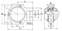 Take-Up Unit, Cast Housing, Adapter, Cast Dust Cover, Closed End, UKT Type - Dimensions