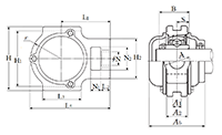 Take-Up Unit, Cast Housing, Set Screw, Cast Dust Cover, Closed End, UCT Type - Dimensions