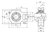 Take-Up Unit, Cast Housing, Set Screw, UCT Type - Dimensions