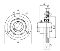 Three Bolt Round Flange Unit, Pressed Steel Housing, Set Screw, ASPF Type - Dimensions