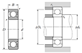 Single Row Radial Ball Bearing - Single Sealed (Non-Contact Rubber Seal) - Dimensions