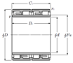 Four-Row Cylindrical Roller Bearing w/ Solid Rollers & Machined Cage - Dimensions