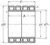 Four-Row Cylindrical Roller Bearing w/ Hollow Rollers & Pin Type Cage - Dimensions