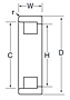 Outer Ring w/ One Rib, No Rollers - Dimensions