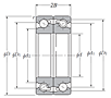 Duplex Angular Contact Thrust Ball Bearing for Ball Screws - Face to Face Arrangement, Open Type, One Row Bears Axial Load - Dimensions