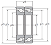 Duplex Angular Contact Thrust Ball Bearing for Ball Screws - Tandem Arrangement, Open Type, One Row Bears Axial Load - Dimensions