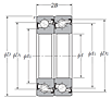 Duplex Angular Contact Thrust Ball Bearing for Ball Screws - Tandem Arrangement, Double Sealed, One Row Bears Axial Load - Dimensions