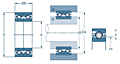 High Speed Duplex Angular Contact Ball Bearing, High Precision - Universal Flush Ground - Dimensions
