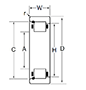 Outer Ring w/ Cage & Rollers, One Rib & One Retaining Ring - Dimensions