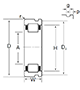 Outer Ring w/ Cage & Rollers,Two Ribs & Snap Ring Groove in Outer Ring O.D. - Dimensions