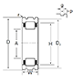 Outer Ring w/ Cage and Rollers, Two Ribs & Two Snap Rings Groove in Outer Ring O.D. - Dimensions