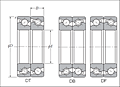 Quadruple-Row Angular Contact Thrust Ball Bearings for Ball Screws - Dimensions 